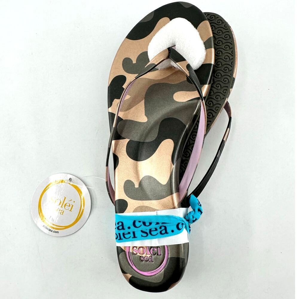 Solei Sea Women's Metallic Gold & Lilac Indie Camo Flip Flop Sandals Size 6 - Picture 7 of 10